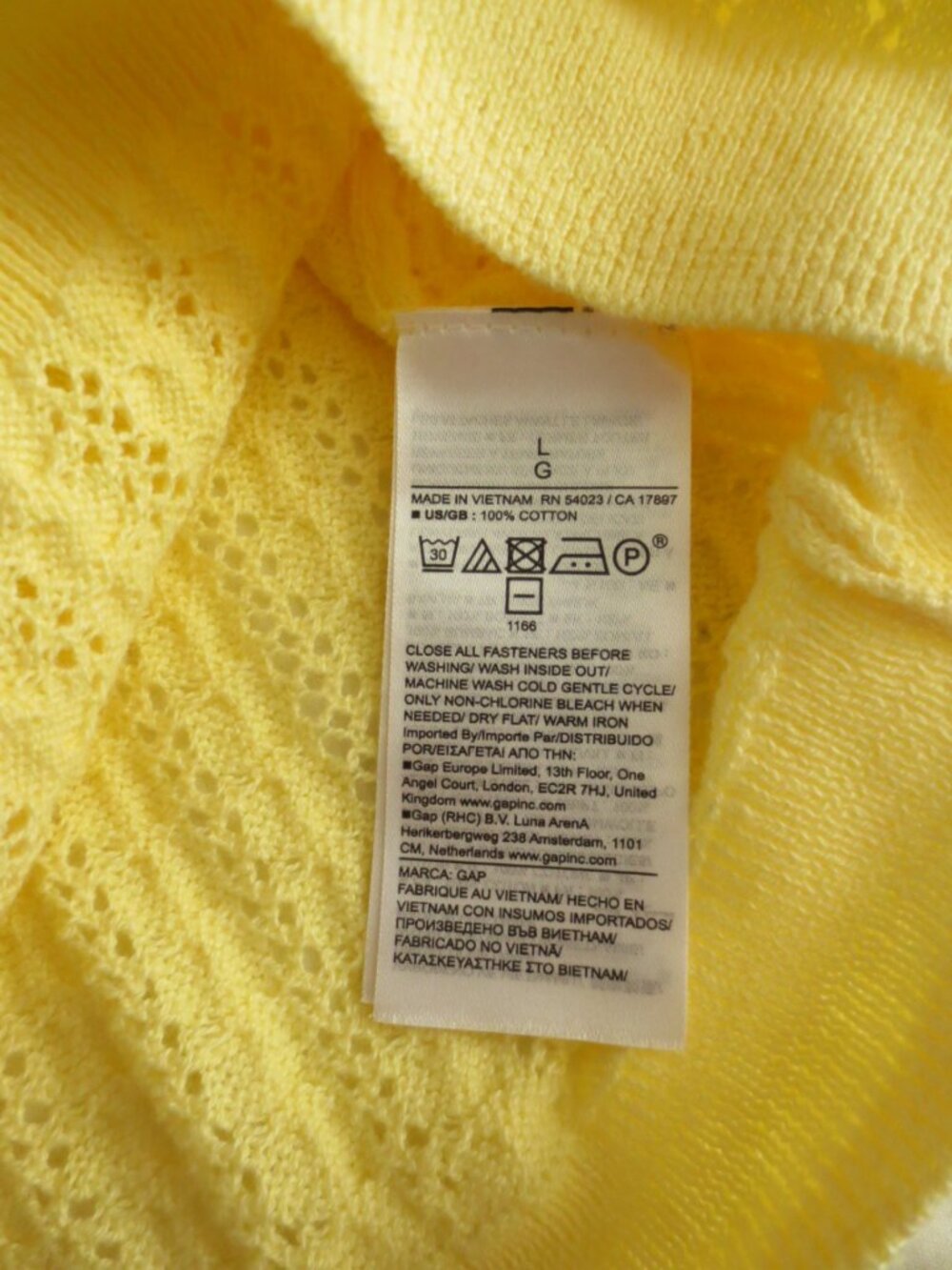 GAP Yellow Pointelle Button Front Summer Cotton Cardigan - Picture 9 of 11